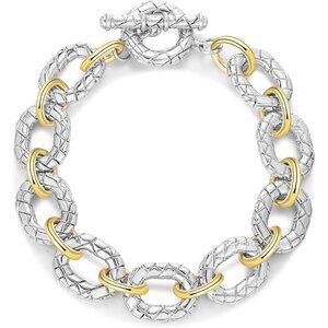 Two Tone Italian Designer Inspired Chain Link  Chunky Rope Bracelets for Women